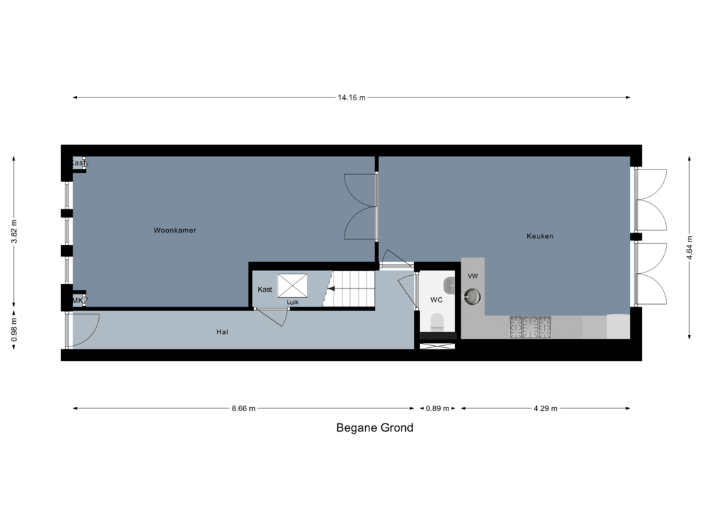 Bekijk plattegrond van Begane Grond van Adastraat 14