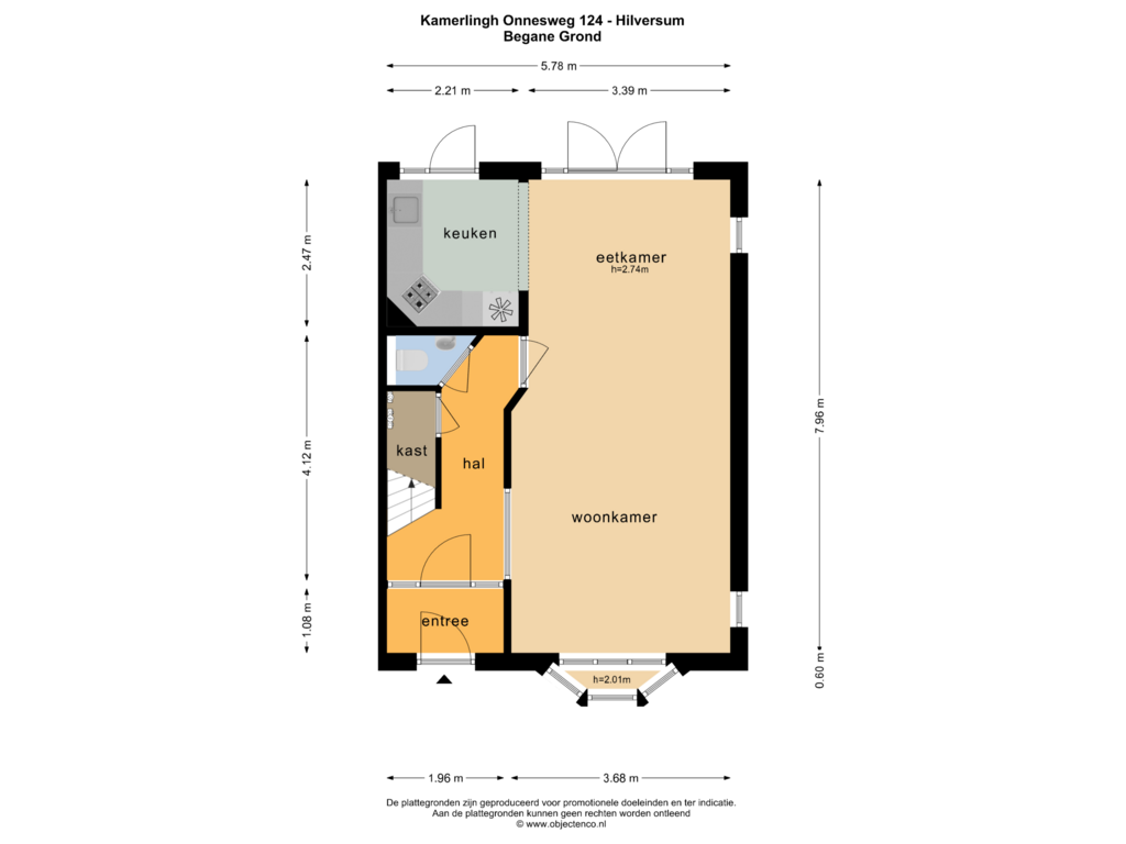 Bekijk plattegrond van BEGANE GROND van Kamerlingh Onnesweg 124