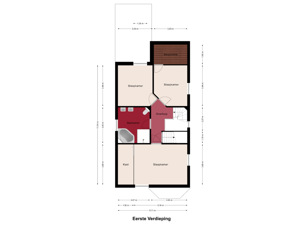 Bekijk plattegrond van Eerste Verdieping van Heistershof 6