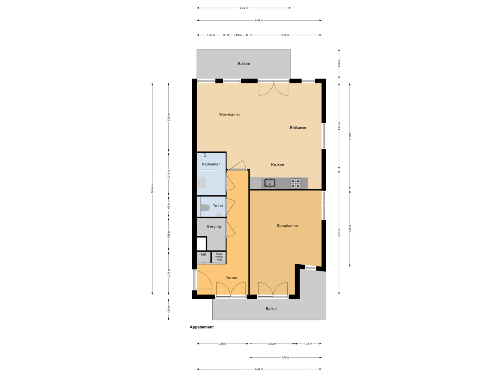 View floorplan of Appartement of Carel Willinkgracht 243