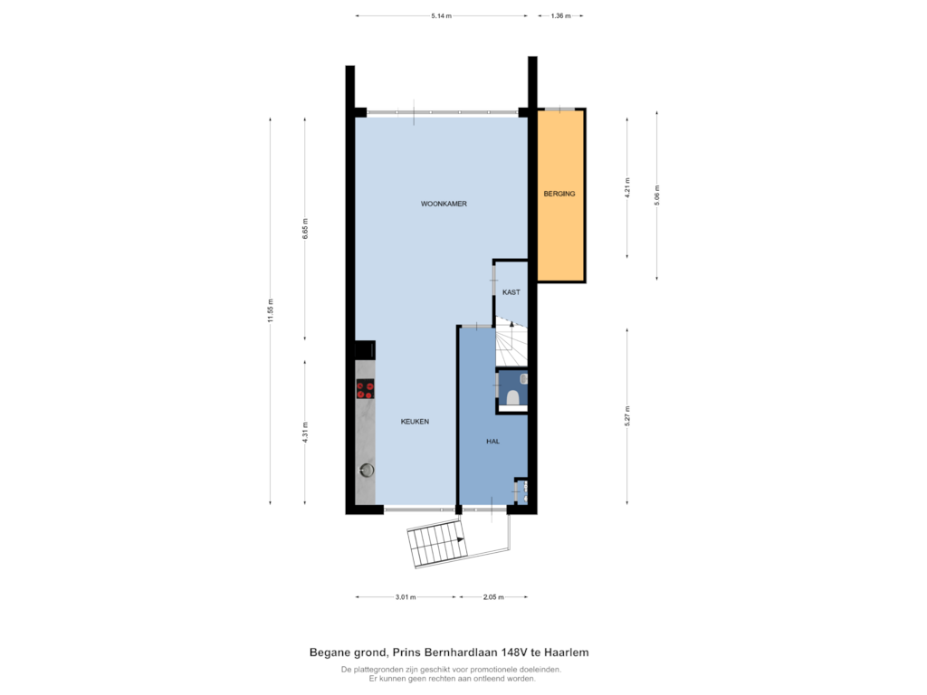 Bekijk plattegrond van Begane grond van Prins Bernhardlaan 148-V