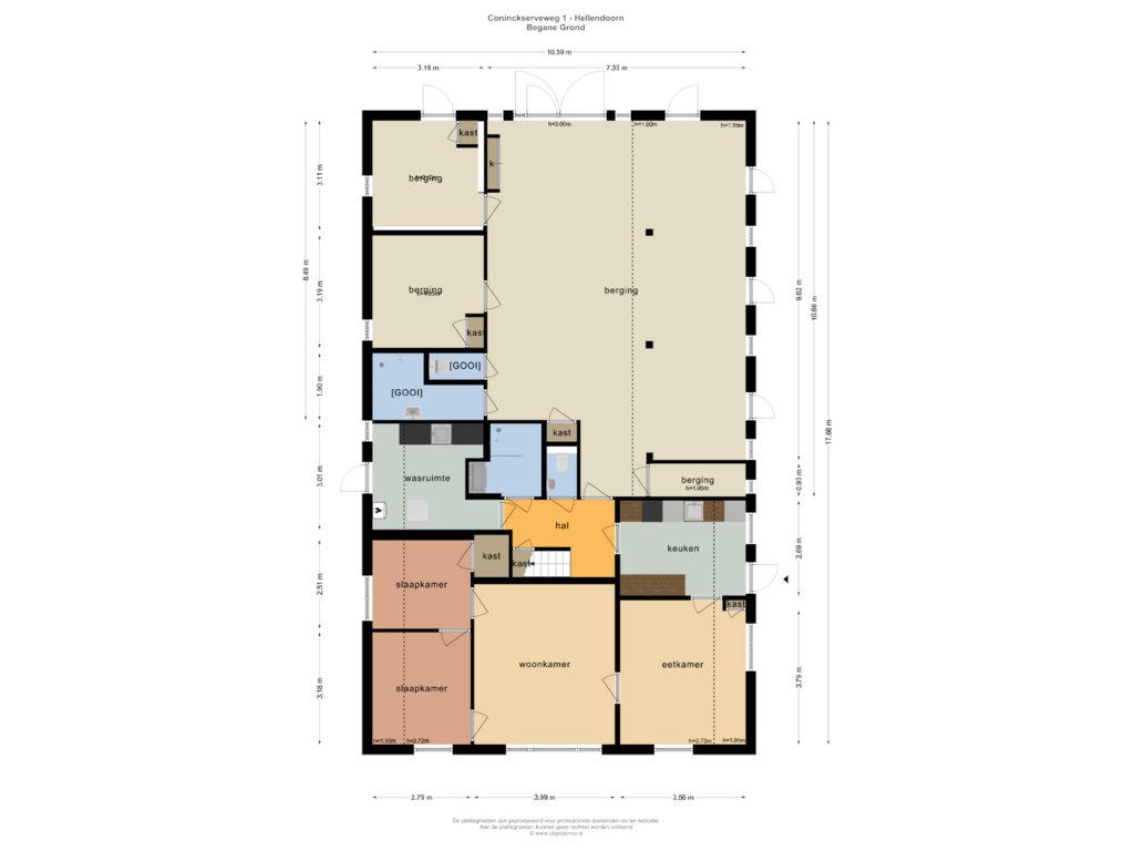 Bekijk plattegrond van BEGANE GROND van Coninckserveweg 1