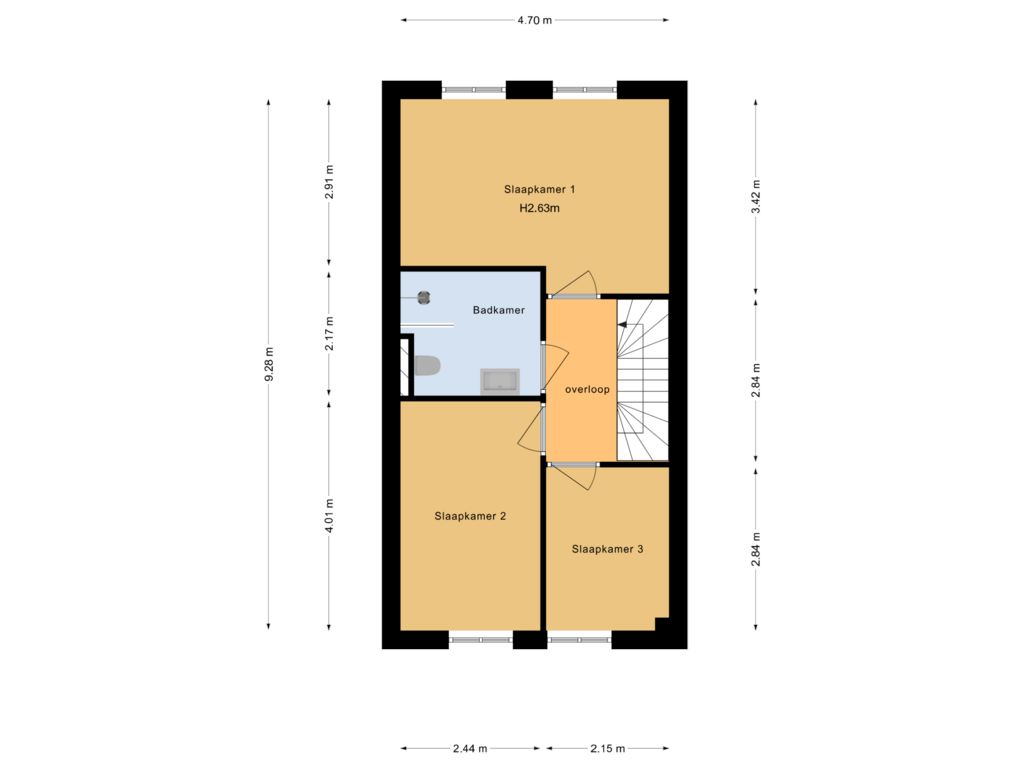 Bekijk plattegrond van Eerste verdieping van Oude Boterdijk 1-B