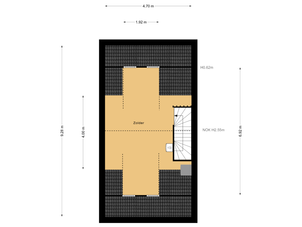 Bekijk plattegrond van Zolder van Oude Boterdijk 1-B