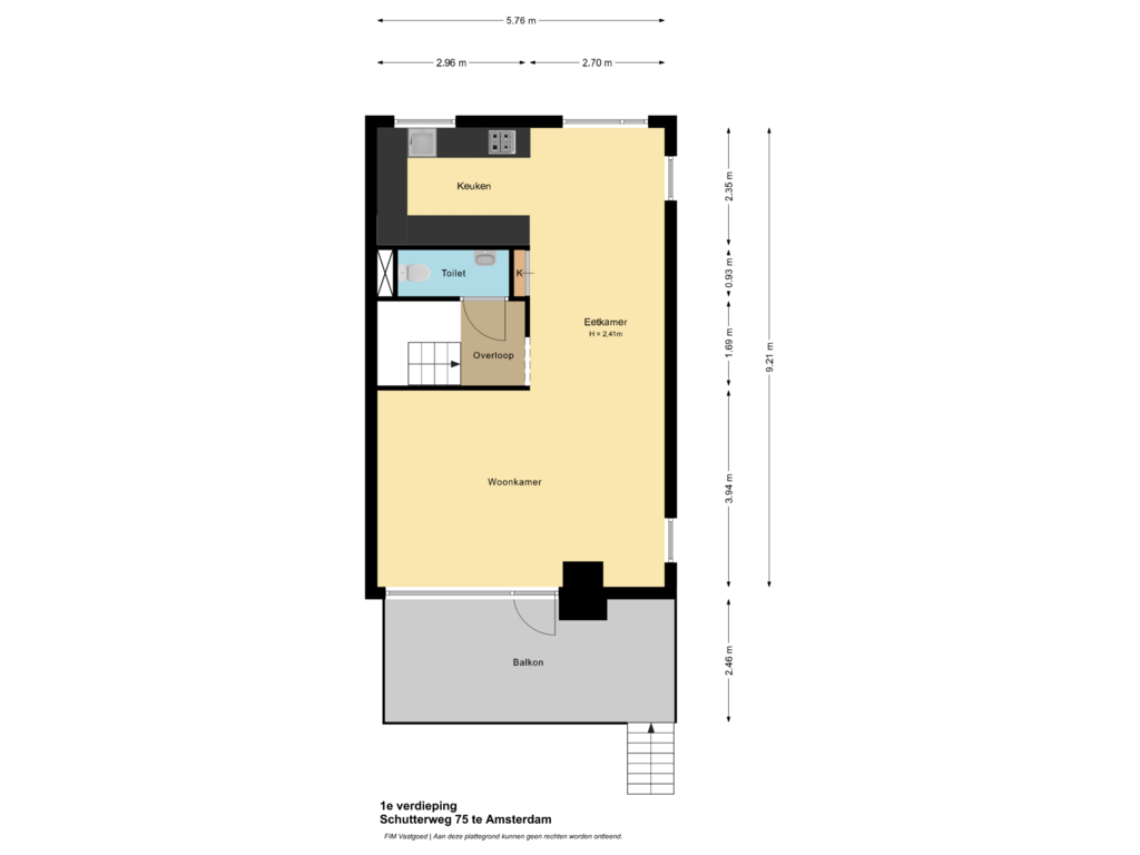 Bekijk plattegrond van 1e verdieping van Schutterweg 75