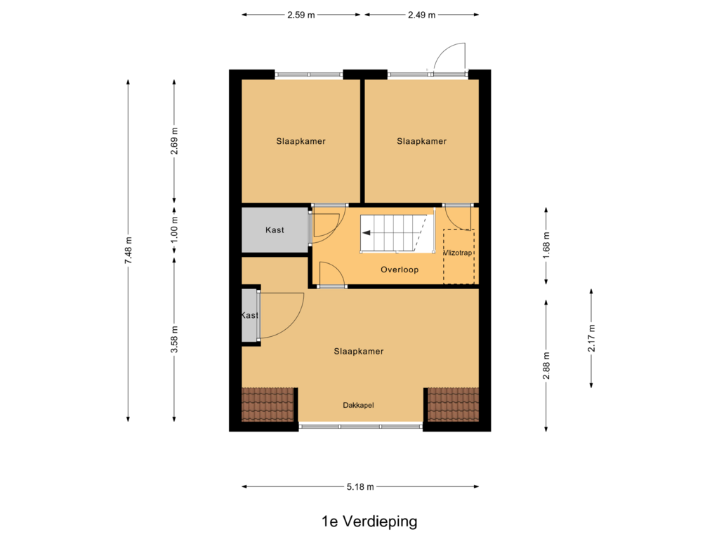 View floorplan of 1e Verdieping of Noordzandstraat 7