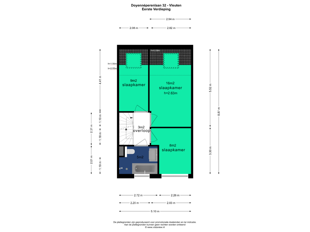 Bekijk plattegrond van EERSTE VERDIEPING van Doyennéperenlaan 32