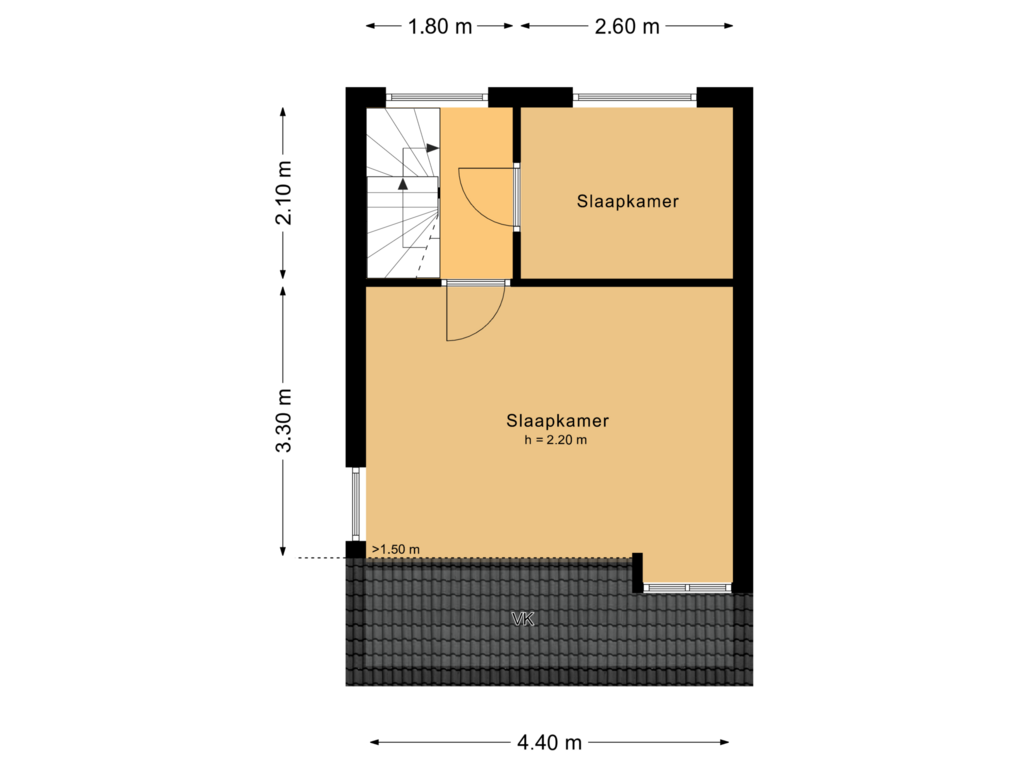 View floorplan of Eerste verdieping of Van Leeuwenhoekstraat 31