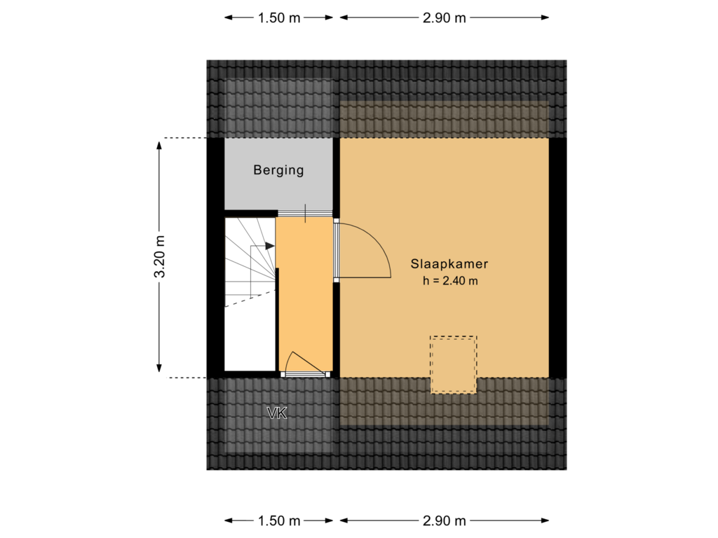 View floorplan of Tweede verdieping of Van Leeuwenhoekstraat 31