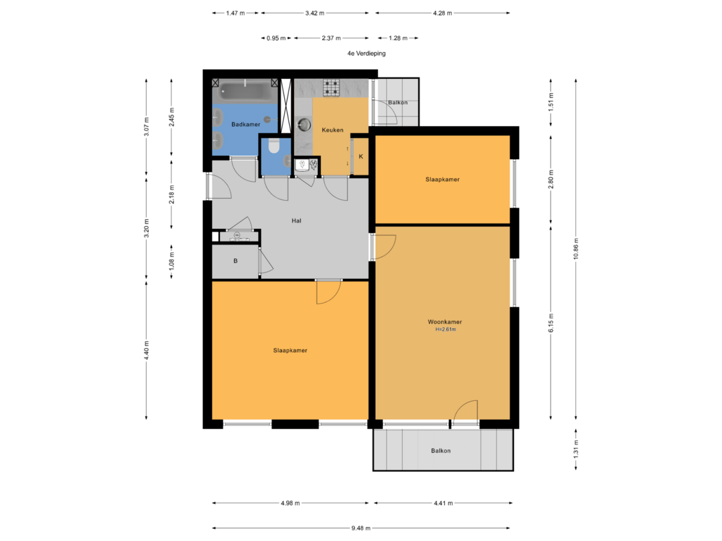 Bekijk plattegrond van 4e Verdieping van Badhuisweg 8-D