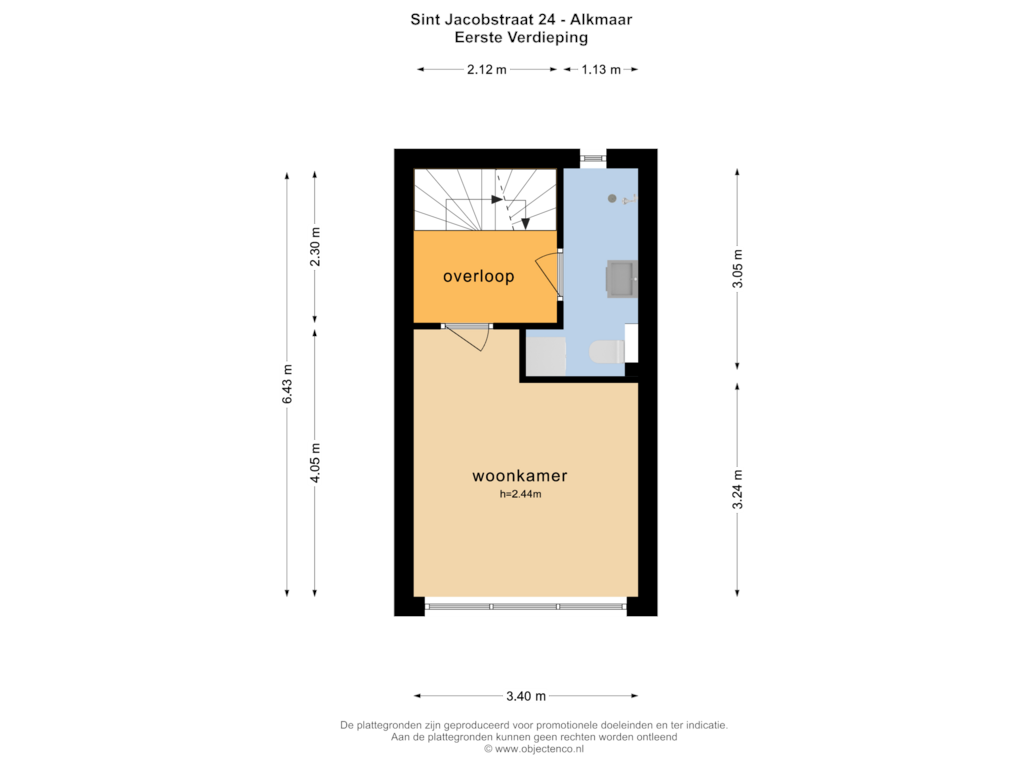 Bekijk plattegrond van Eerste Verdieping van Sint Jacobstraat 24