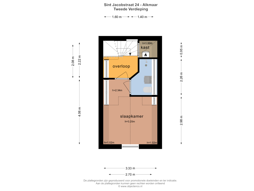 Bekijk plattegrond van Tweede Verdieping van Sint Jacobstraat 24