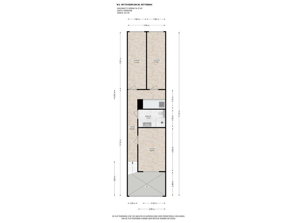 Bekijk plattegrond van 1e verdieping van W.G. Witteveenplein 89