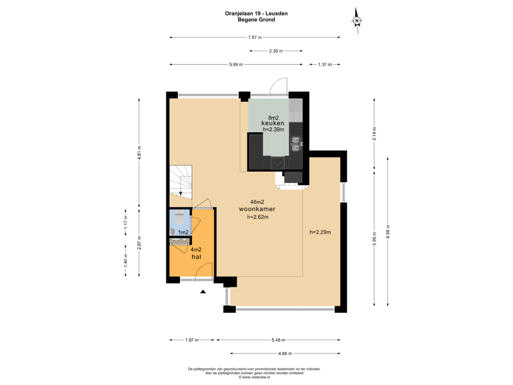 Bekijk plattegrond van BEGANE GROND van Oranjelaan 19