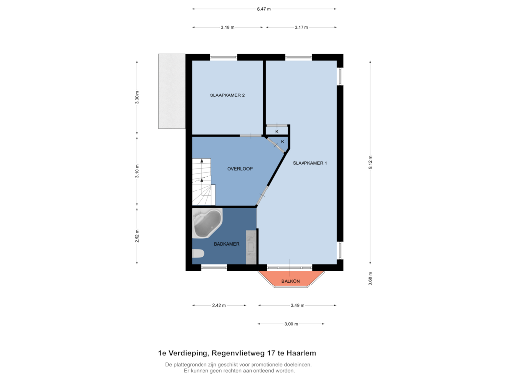 Bekijk plattegrond van 1e Verdieping van Regenvlietweg 17