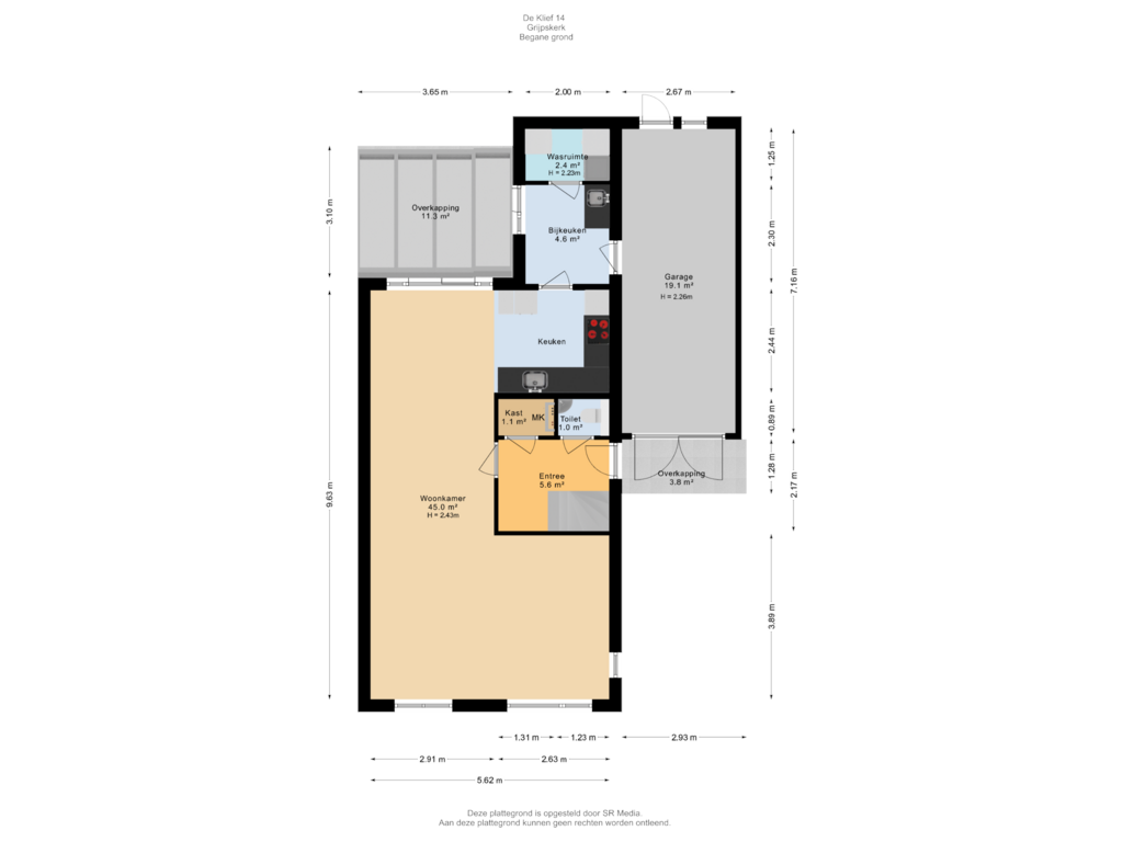 Bekijk plattegrond van Begane grond van de Klief 14