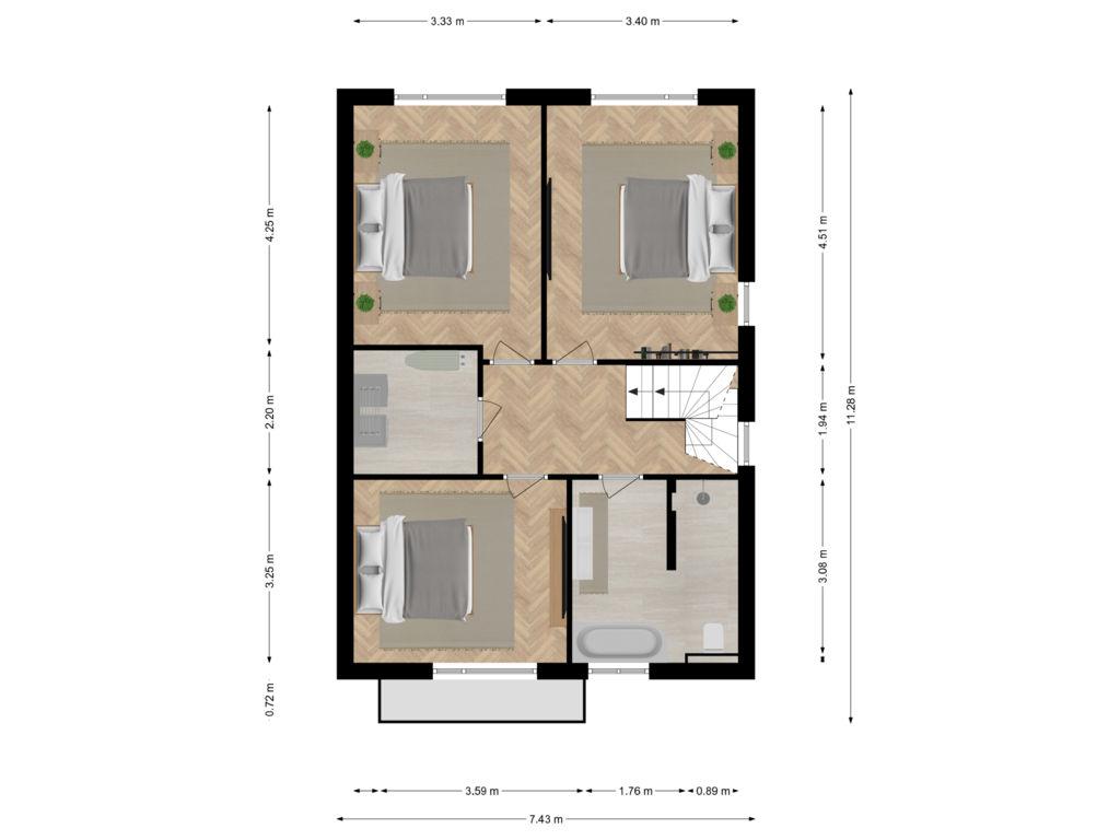 Bekijk plattegrond van Eerste verdieping van De Hanze 32