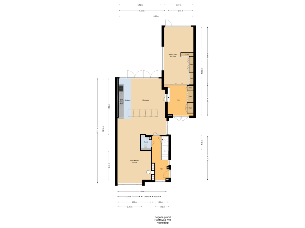 Bekijk plattegrond van Begane grond van Hoofdweg 719