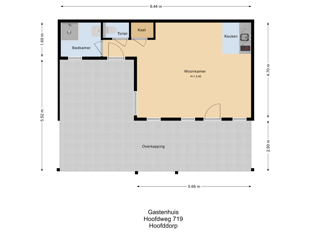 Bekijk plattegrond van Gastenhuis van Hoofdweg 719