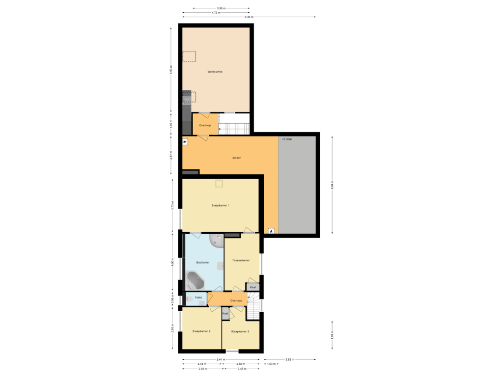 Bekijk plattegrond van Eerste verdieping van Wolderweg 3