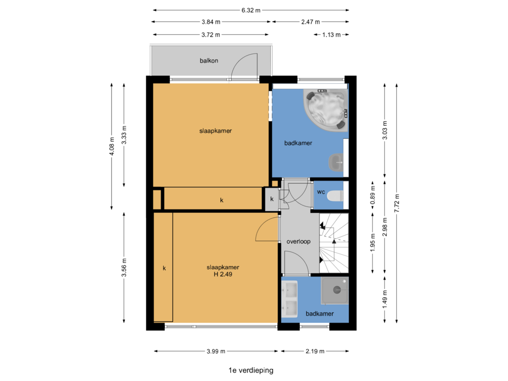 Bekijk plattegrond van 1e verdieping van Fabritiuslaan 69