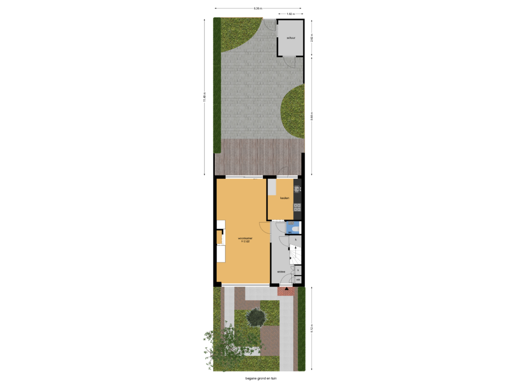 Bekijk plattegrond van begane gronden tuin van Fabritiuslaan 69