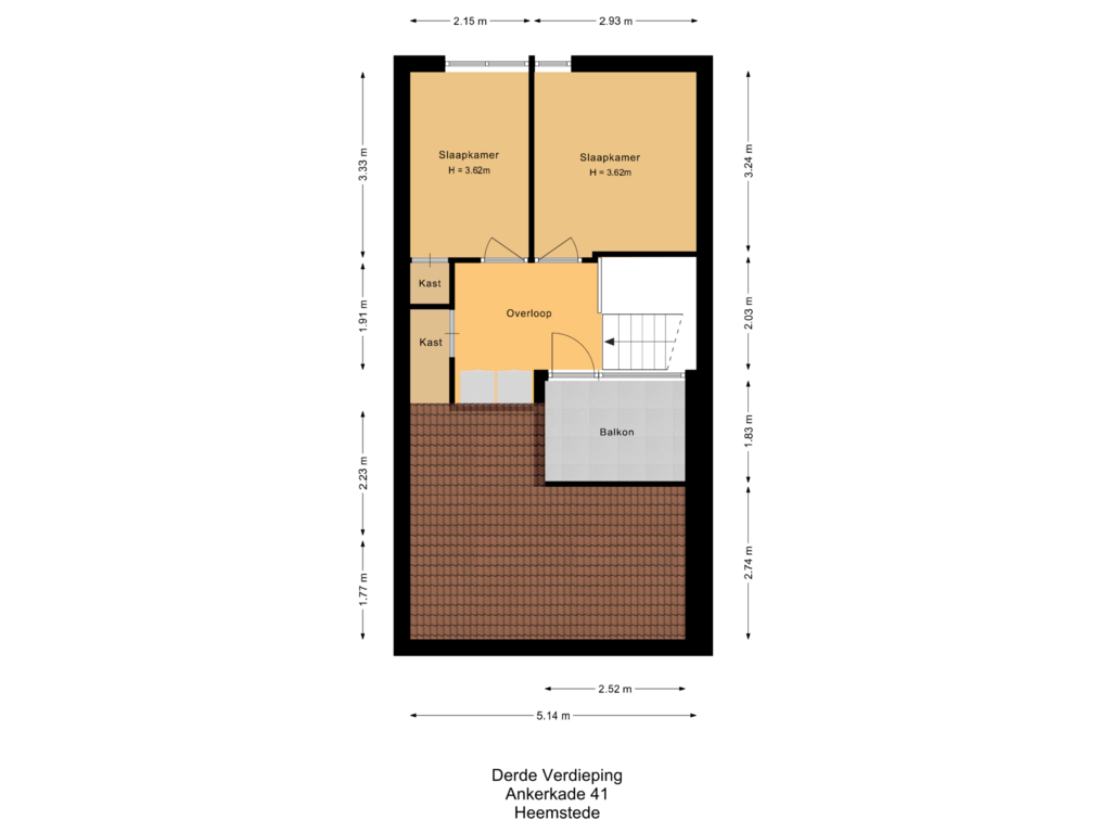 Bekijk plattegrond van Derde verdieping van Ankerkade 41