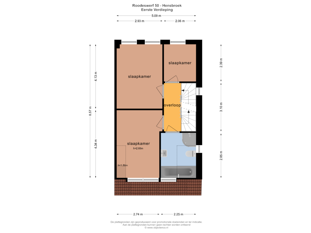 Bekijk plattegrond van Eerste Verdieping van Roodeswerf 50