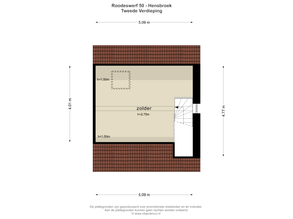 Bekijk plattegrond van Tweede Verdieping van Roodeswerf 50