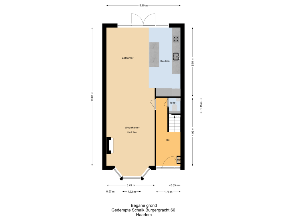 View floorplan of Begane grond of Gedempte Schalk Burgergracht 66