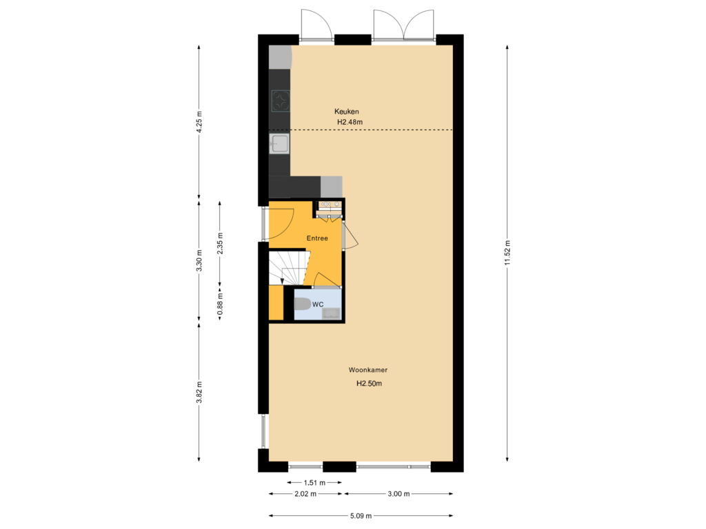 View floorplan of Begane grond of Schapenweide 144