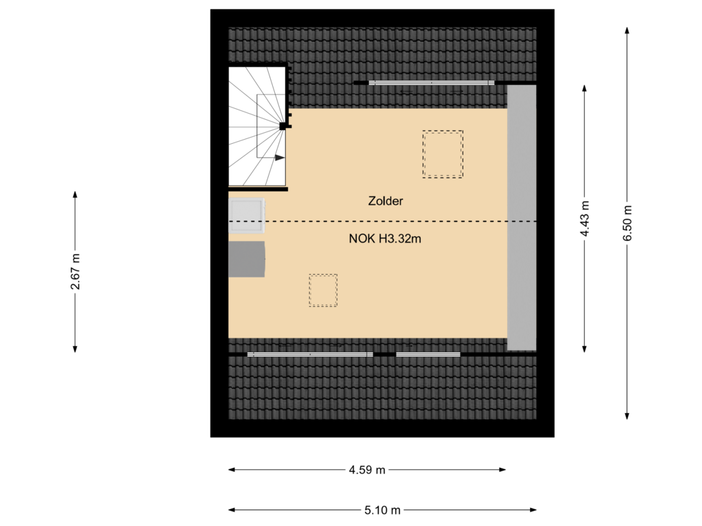 View floorplan of Zolder of Schapenweide 144