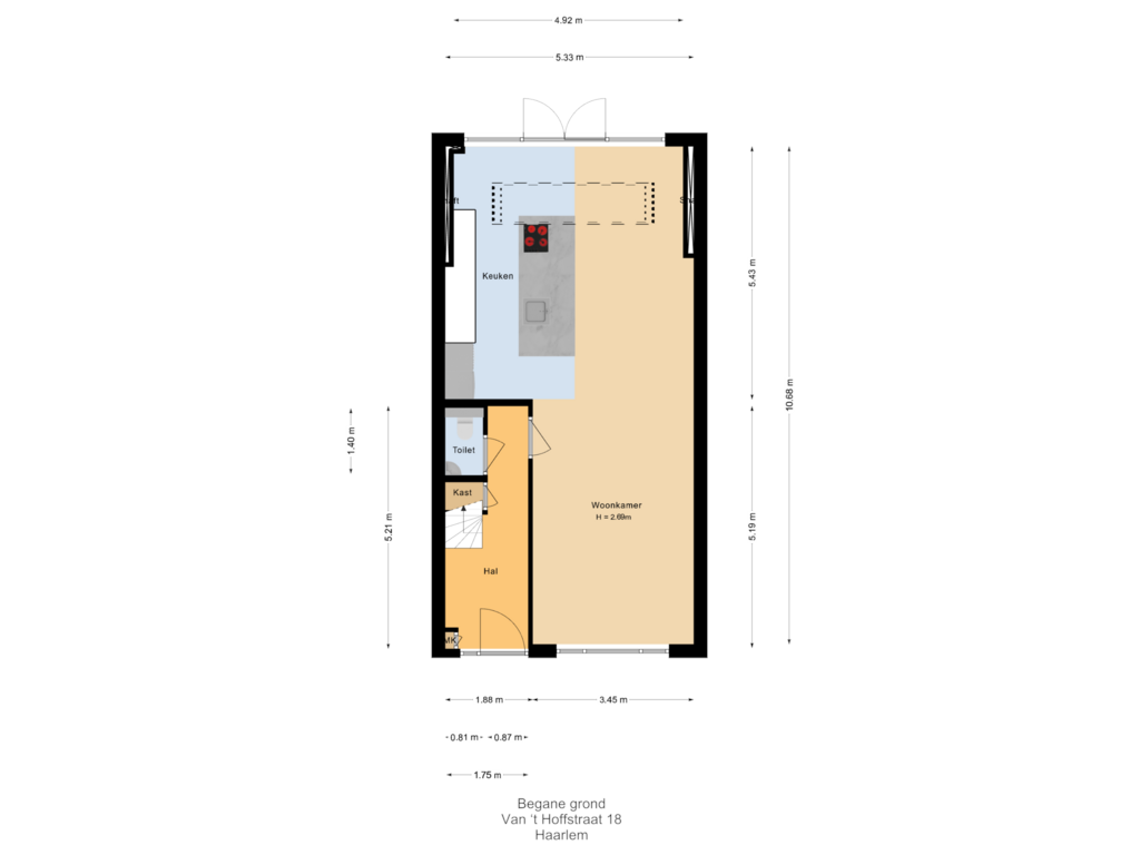 View floorplan of Begane grond of Van 't Hoffstraat 18