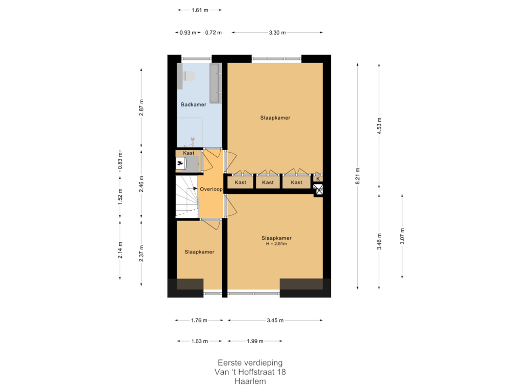 View floorplan of Eerste verdieping of Van 't Hoffstraat 18