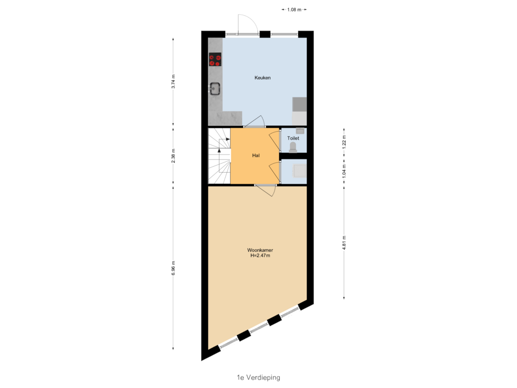 Bekijk plattegrond van 1e Verdieping van Gedempte Oude Gracht 38