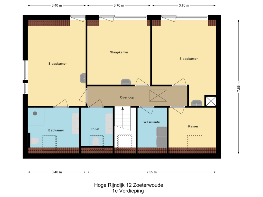 View floorplan of 1e Verdieping of Hoge Rijndijk 12