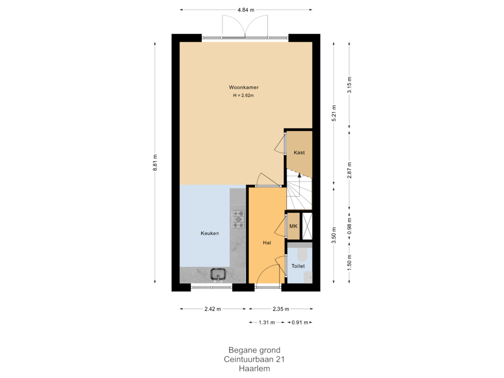 Bekijk plattegrond van Begane grond van Ceintuurbaan 21