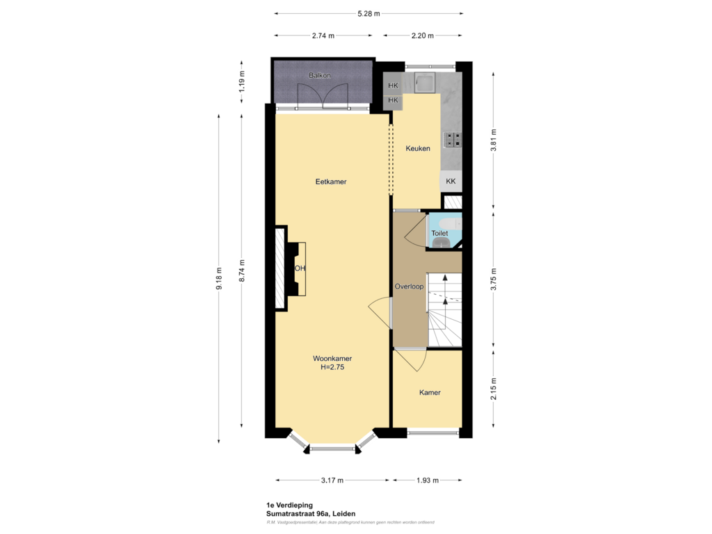 Bekijk plattegrond van 1e Verdieping van Sumatrastraat 96-A