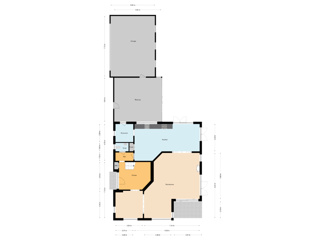 View floorplan of Begane Grond of Oude Vaartweg 3