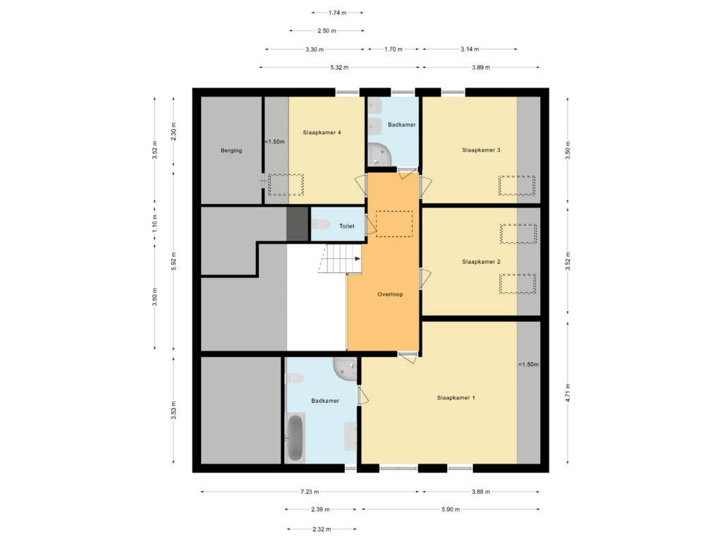 View floorplan of Eerste verdieping of Oude Vaartweg 3