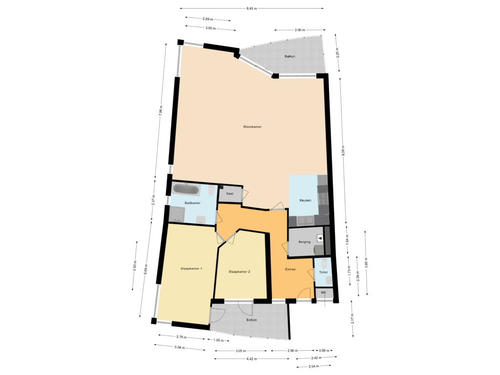 Bekijk plattegrond van Appartement van Professor Boerhaaveweg 69