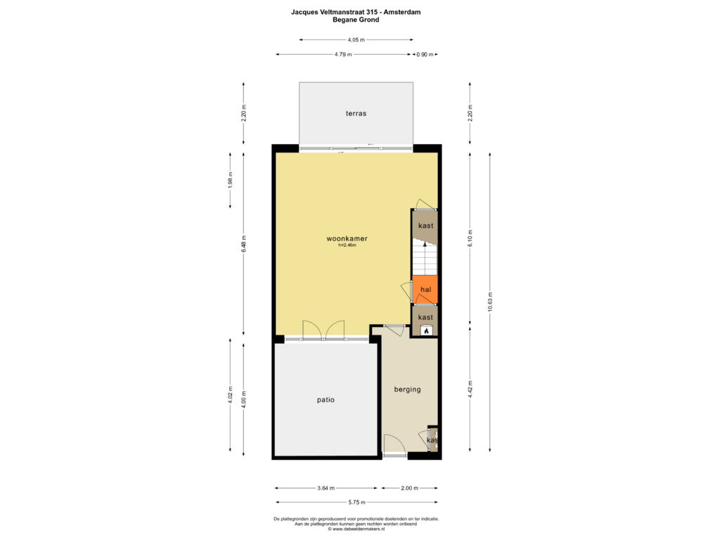 View floorplan of BEGANE GROND of Jacques Veltmanstraat 315