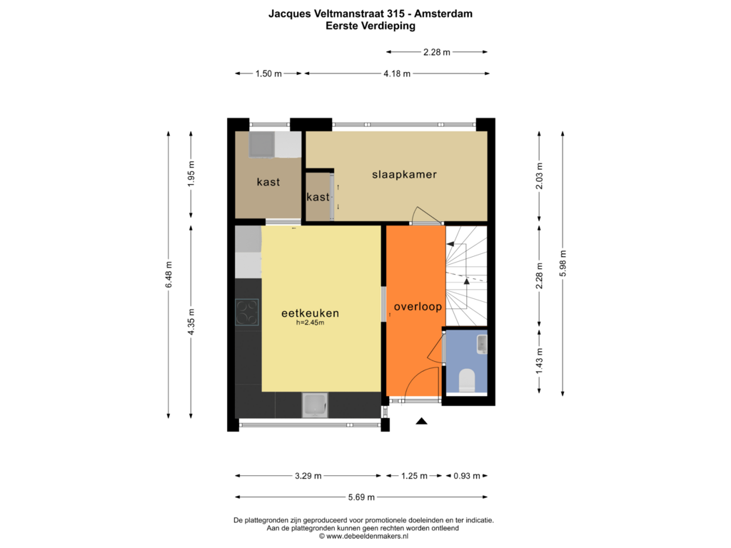 View floorplan of Eerste Verdieping of Jacques Veltmanstraat 315