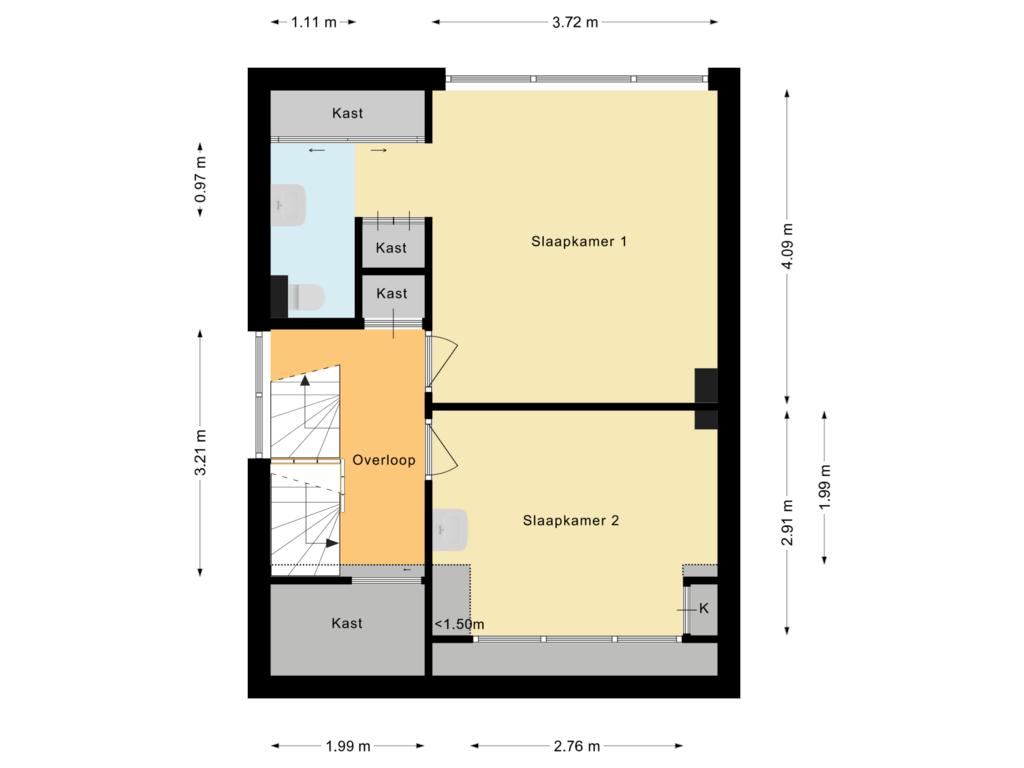 View floorplan of Eerste verdieping of Klaarwaterweg 84