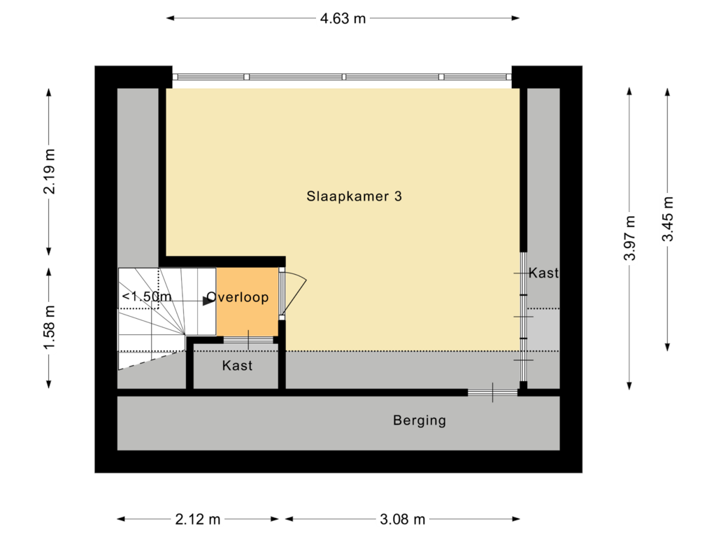 View floorplan of Tweede verdieping of Klaarwaterweg 84