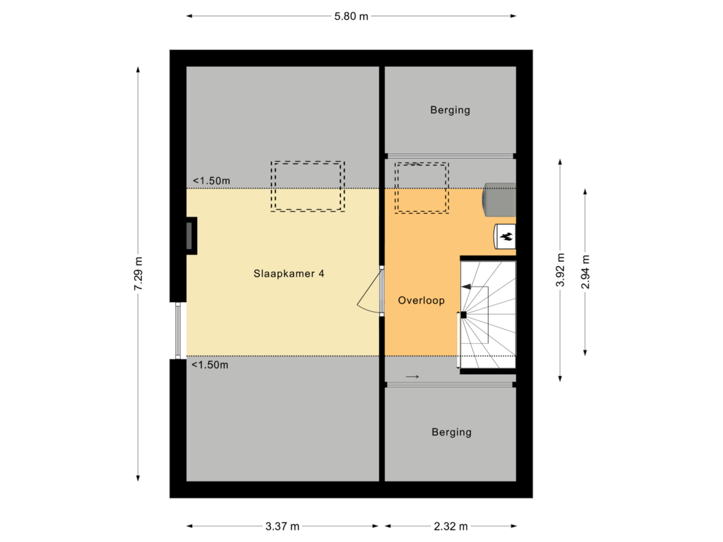 Bekijk plattegrond van Tweede Verdieping van Jollenpad 5