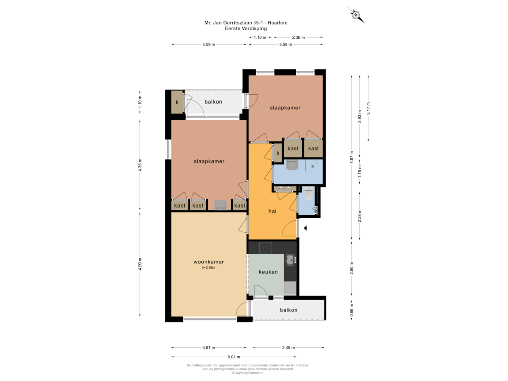 Bekijk plattegrond van EERSTE VERDIEPING van Mr. Jan Gerritszlaan 35-I