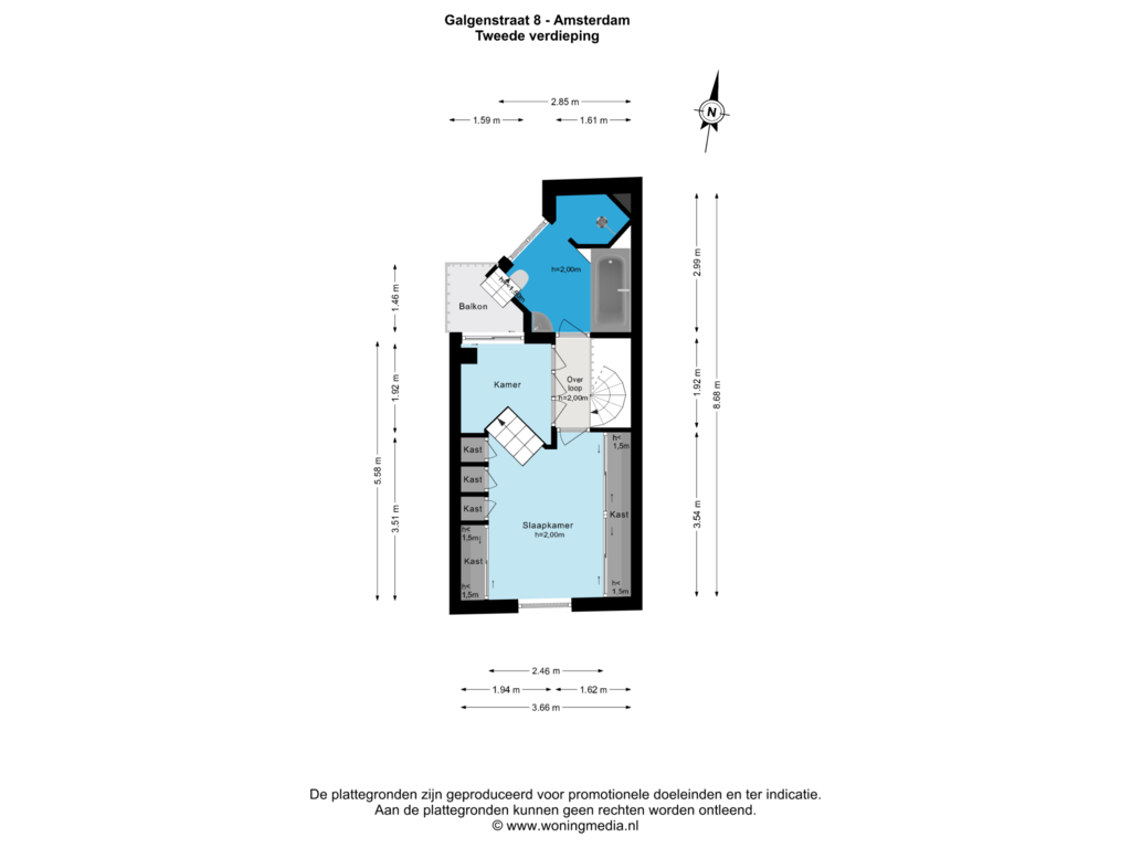 Bekijk plattegrond van Tweede verdieping van Galgenstraat 8