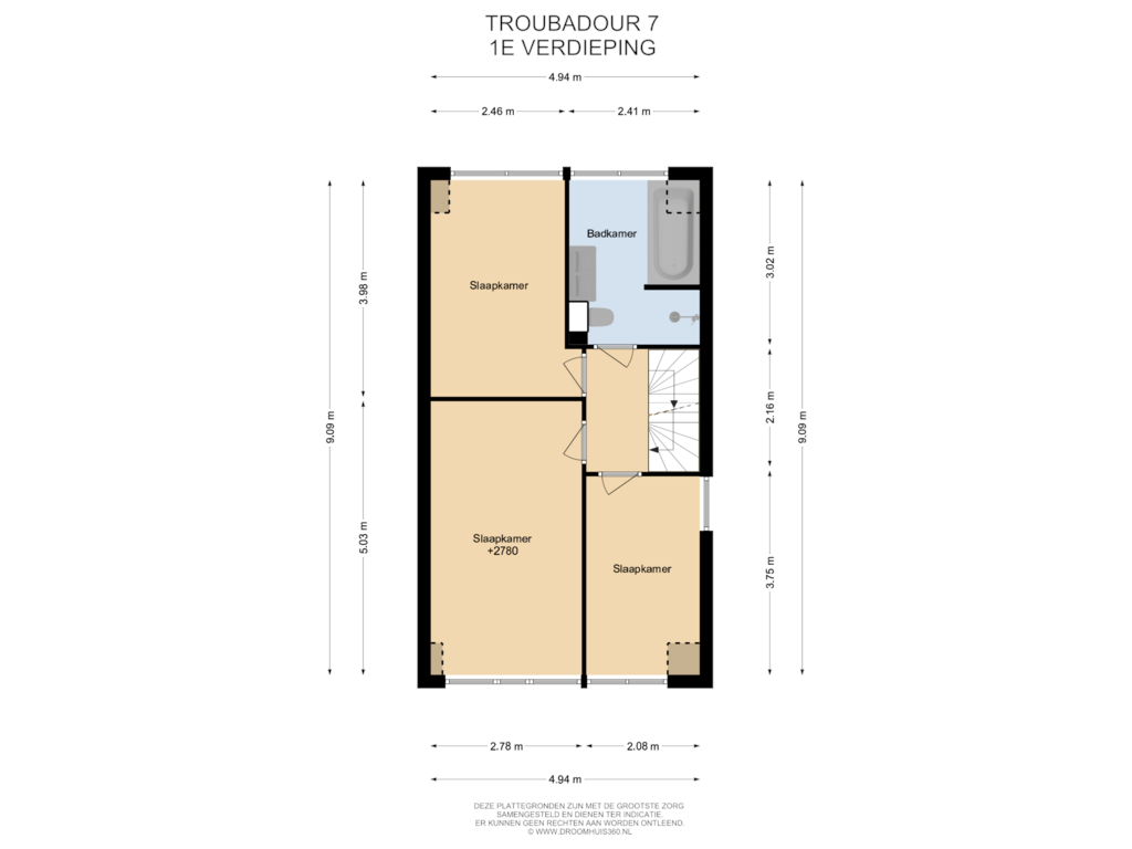 View floorplan of 1E Verdieping of Troubadour 7