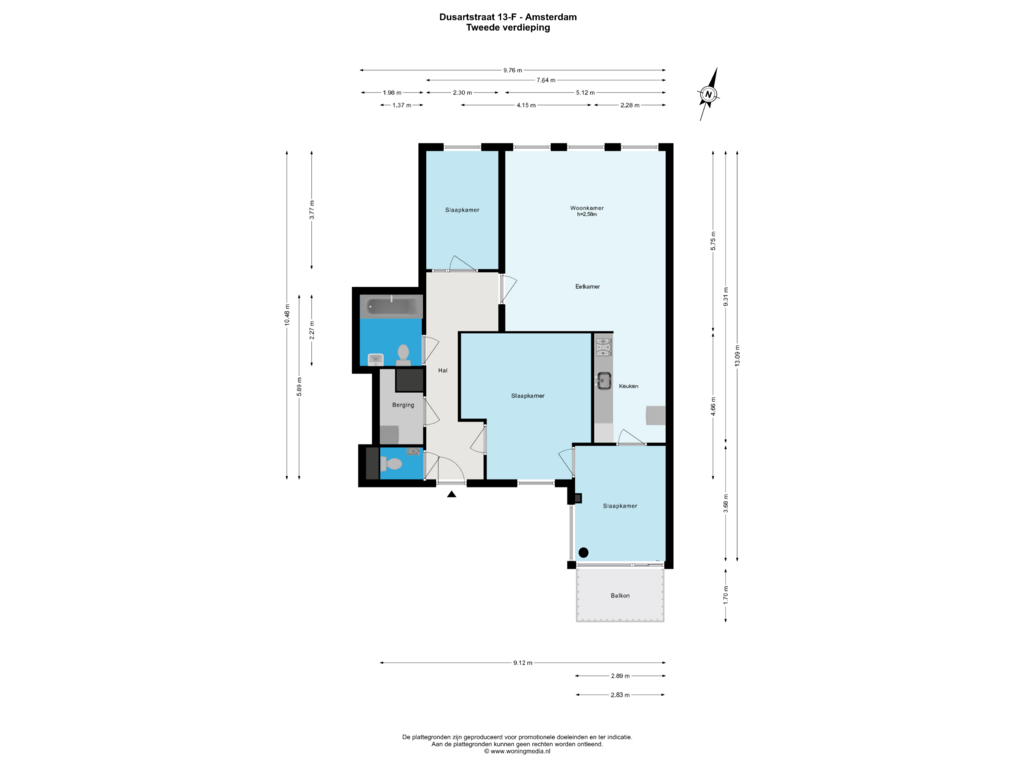 Bekijk plattegrond van Appartement van Dusartstraat 13-F